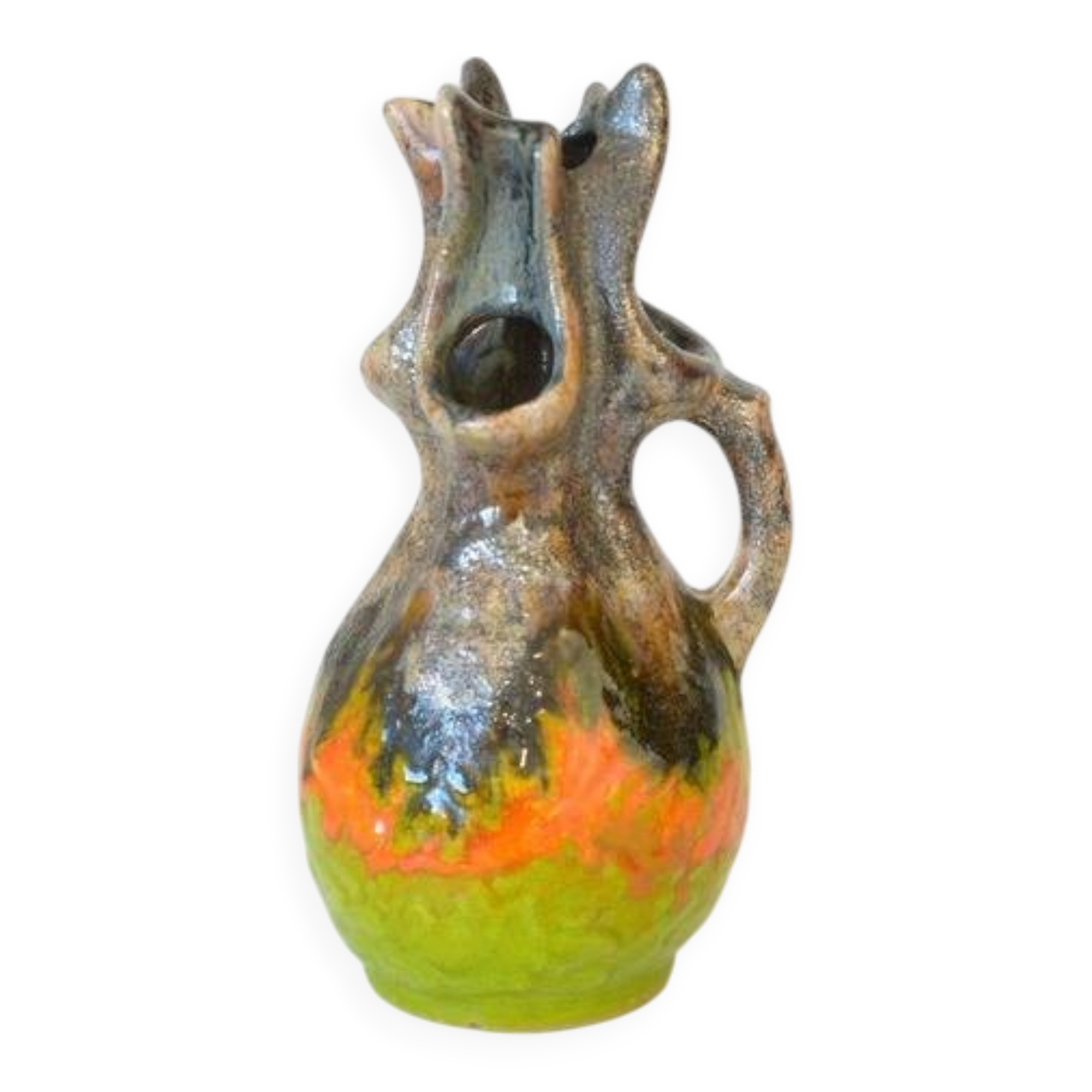 Vintage Wabi Sabi Ceramic Vase: West Germany 1970s Walther Gerhards