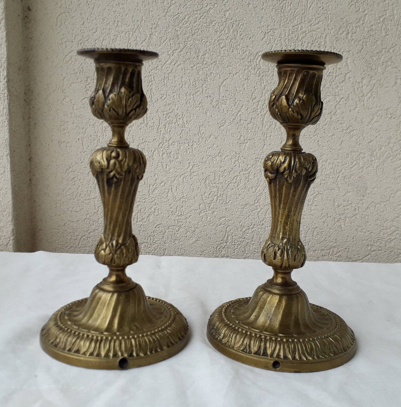Pair of bronze candlesticks