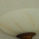 Pair of wall sconces in glass paste and brass