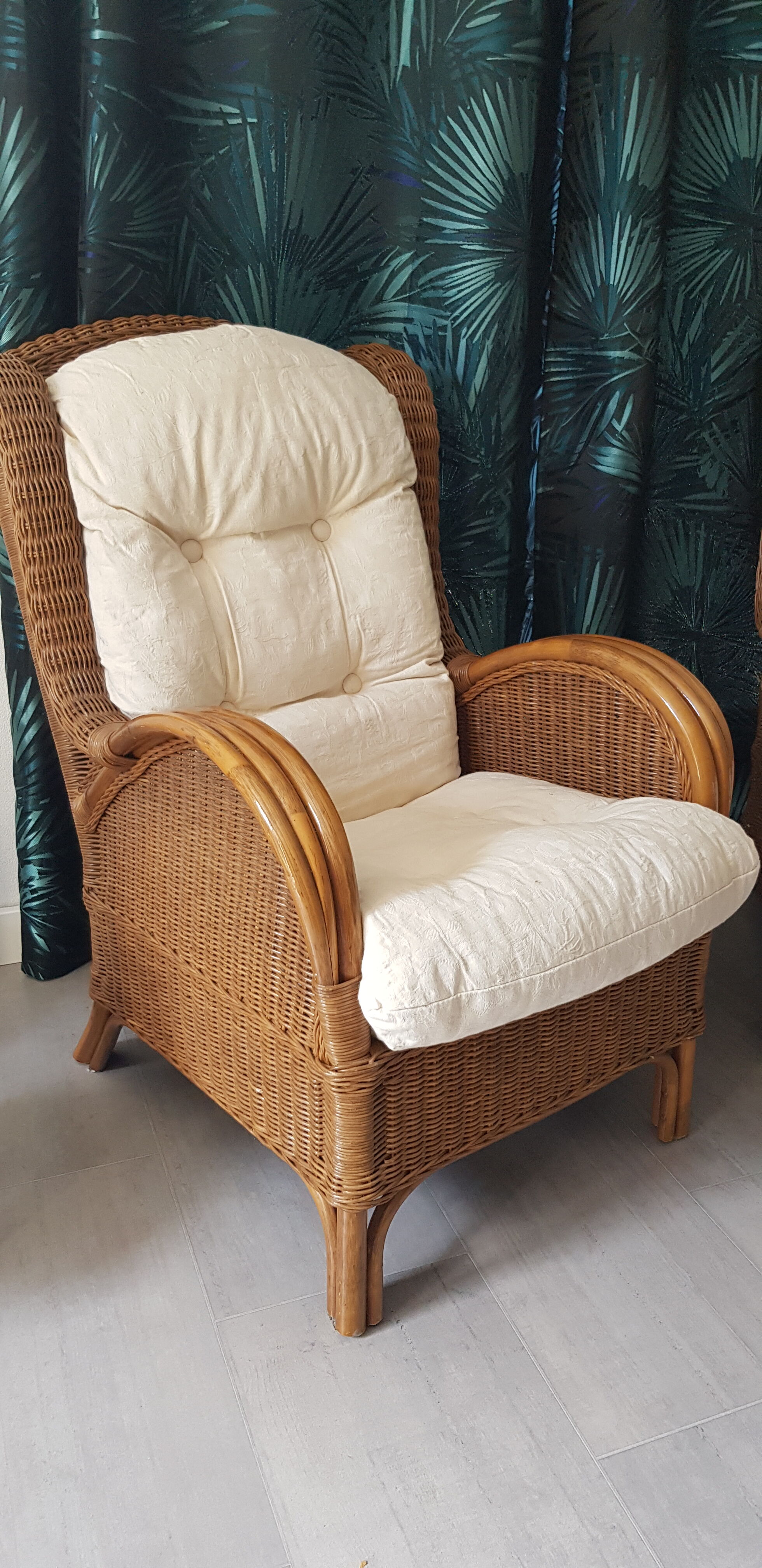 Paire de fauteuils rotin