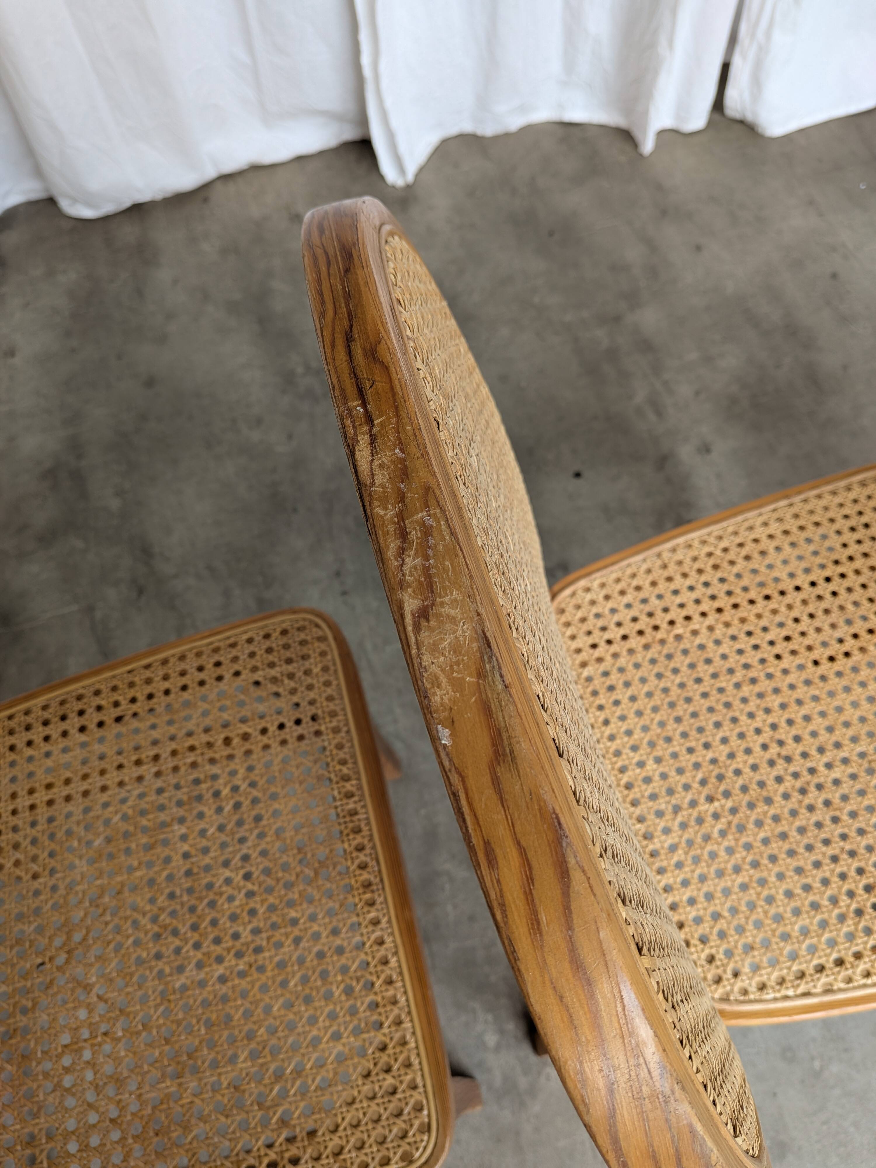 Set of 3 Vintage Wooden Dining Chairs with Cane Seat - Mid-Century Yugoslav