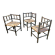 3 belles Chaises de coin fin XIX ème brutalistes