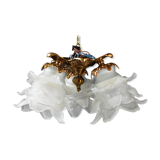 Bronze ceiling lamp 3 lamps glass paste.