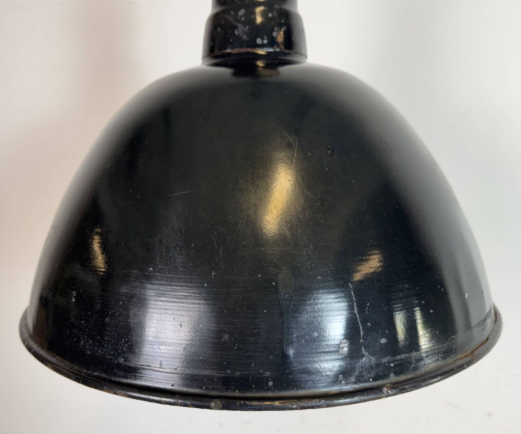 East German Black Enamel Factory Light by Lbd Veb Leuchtenbau Dresden, 1950