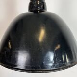 East German Black Enamel Factory Light by Lbd Veb Leuchtenbau Dresden, 1950