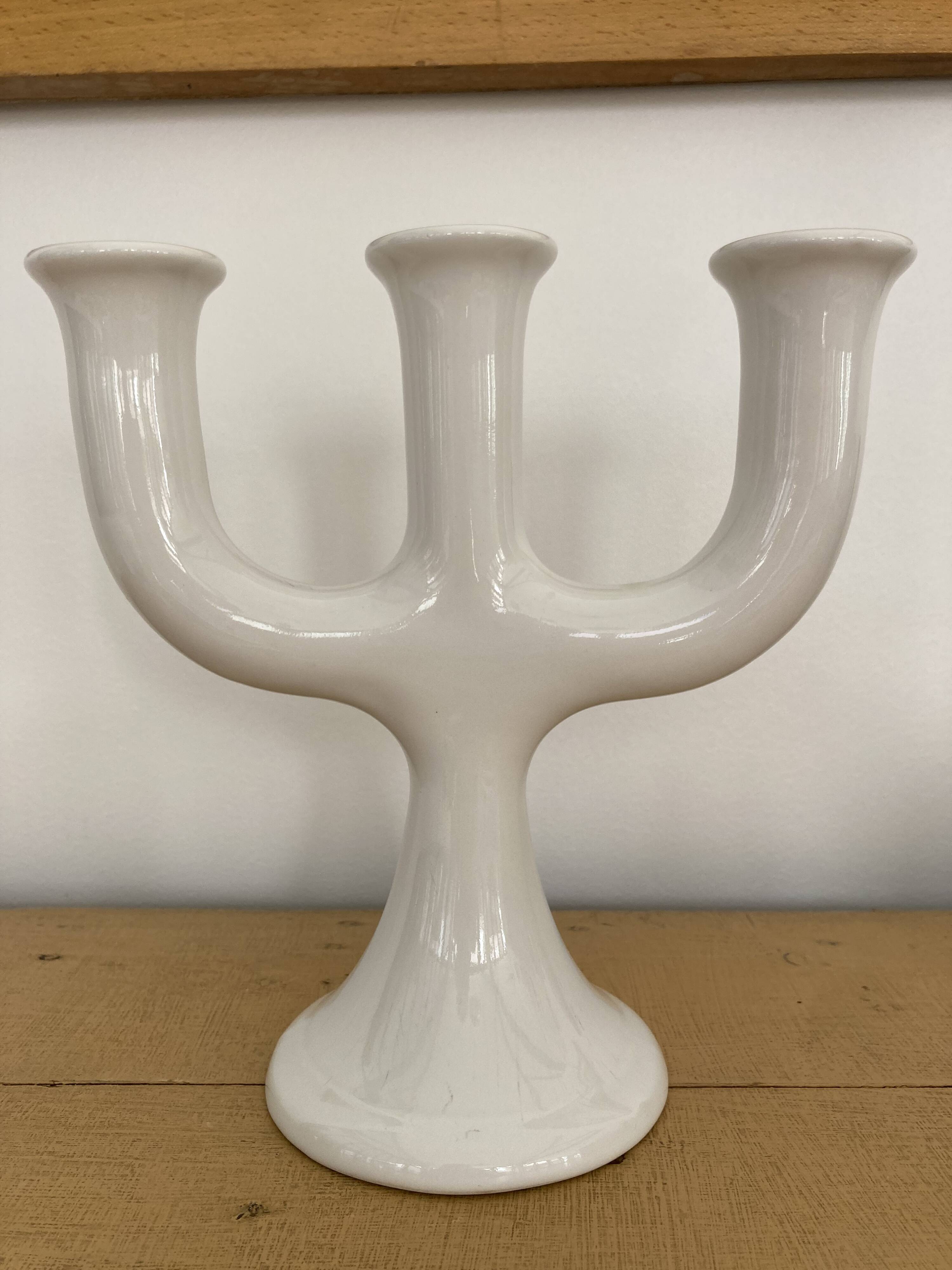 Scandinavian candlestick 3 lights white ceramic