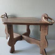 Brutalist coffee table from the 1950s – Solid oak – Handmade assembly