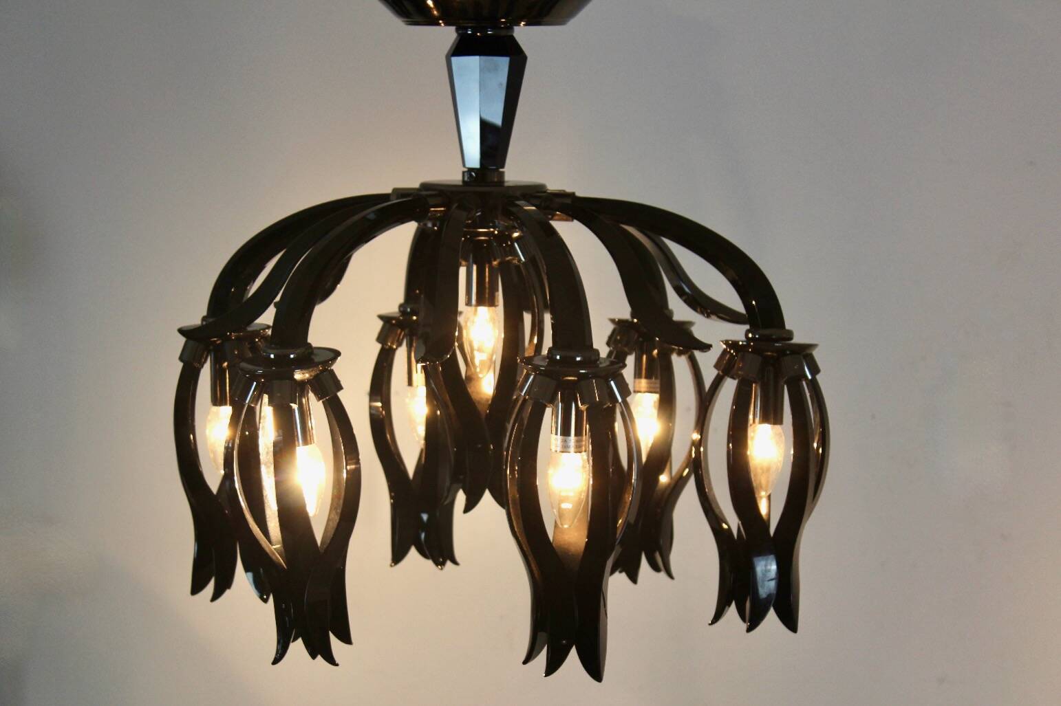 Italian black glass chandelier