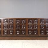 Graphical wengé brutalist credenza, 1970s