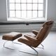 Vintage swing armchair and stool in leather by reinhold adolf for cor, 1970s, set of 2
