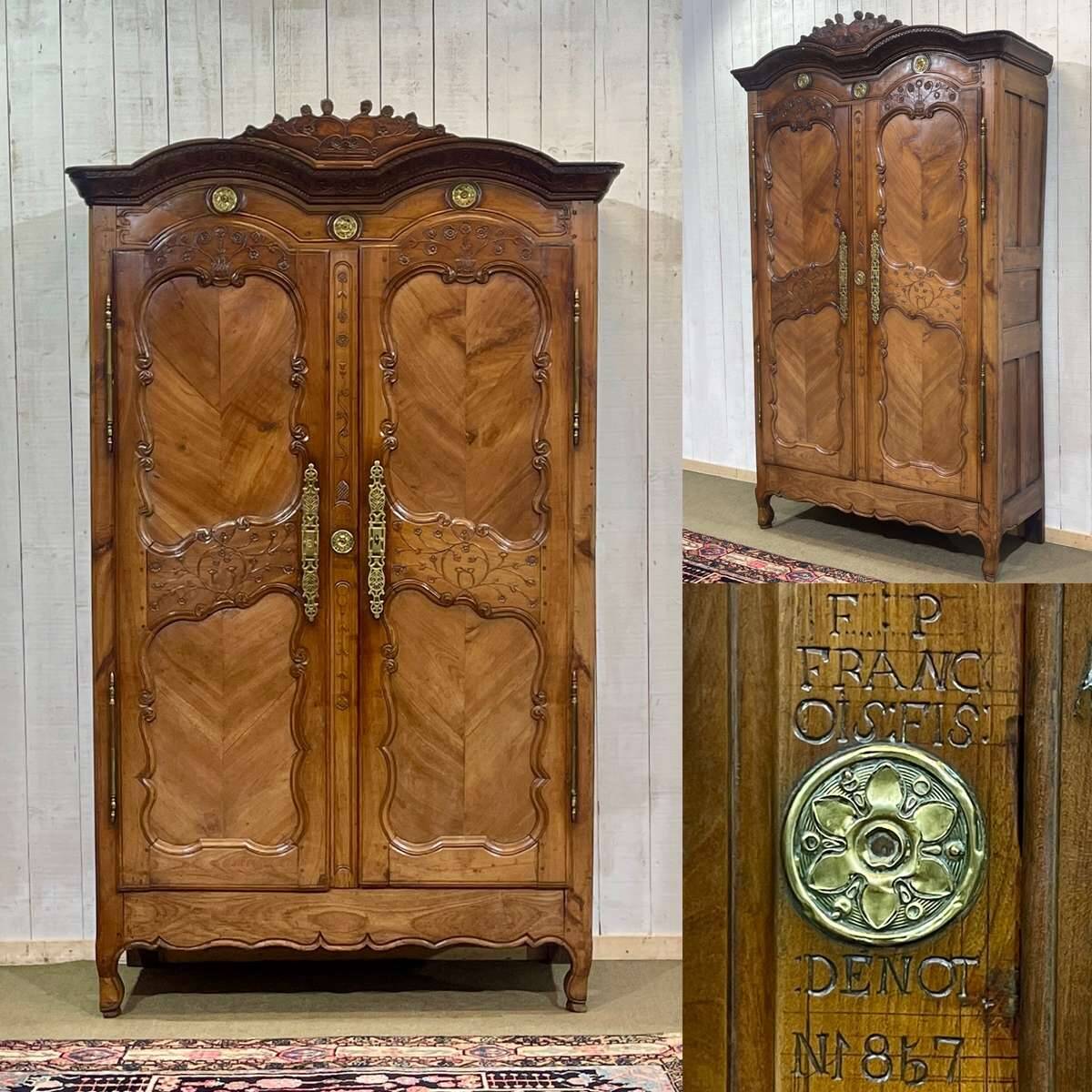 Wedding armoire from Rennes dated 1857 and signed François fils Denot.