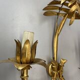 Lot de 2 appliques murales hollywood regency golden florentiner tiki style, italie 1970