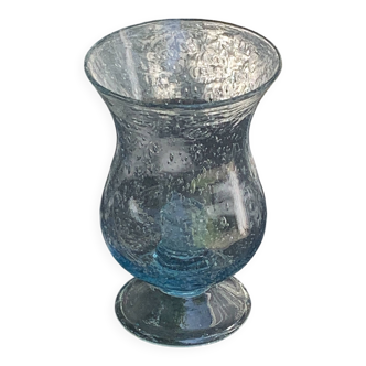 Tealight holder, blown glass candle holder, blue from the Biot glassworks