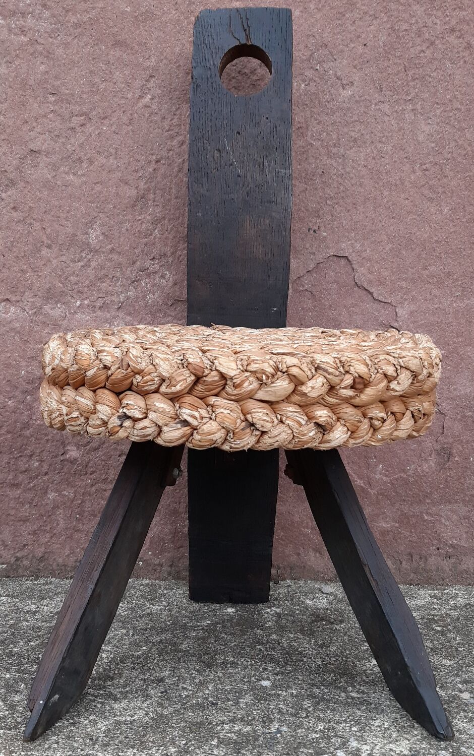 Handmade wickerwork chair from the 60s and 70s