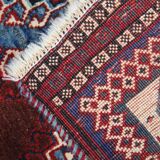 Handmade oriental persian area rug traditional wool blue red carpet- 110x155cm