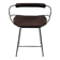 Bar stool with backrest, black smoked steel and dark brown saddle leather.