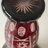 Large vase in hand-cut Bohemian crystal. Deep ruby red. Roemer style. Dim 29 x 14.5 cm