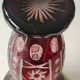 Large vase in hand-cut Bohemian crystal. Deep ruby red. Roemer style. Dim 29 x 14.5 cm