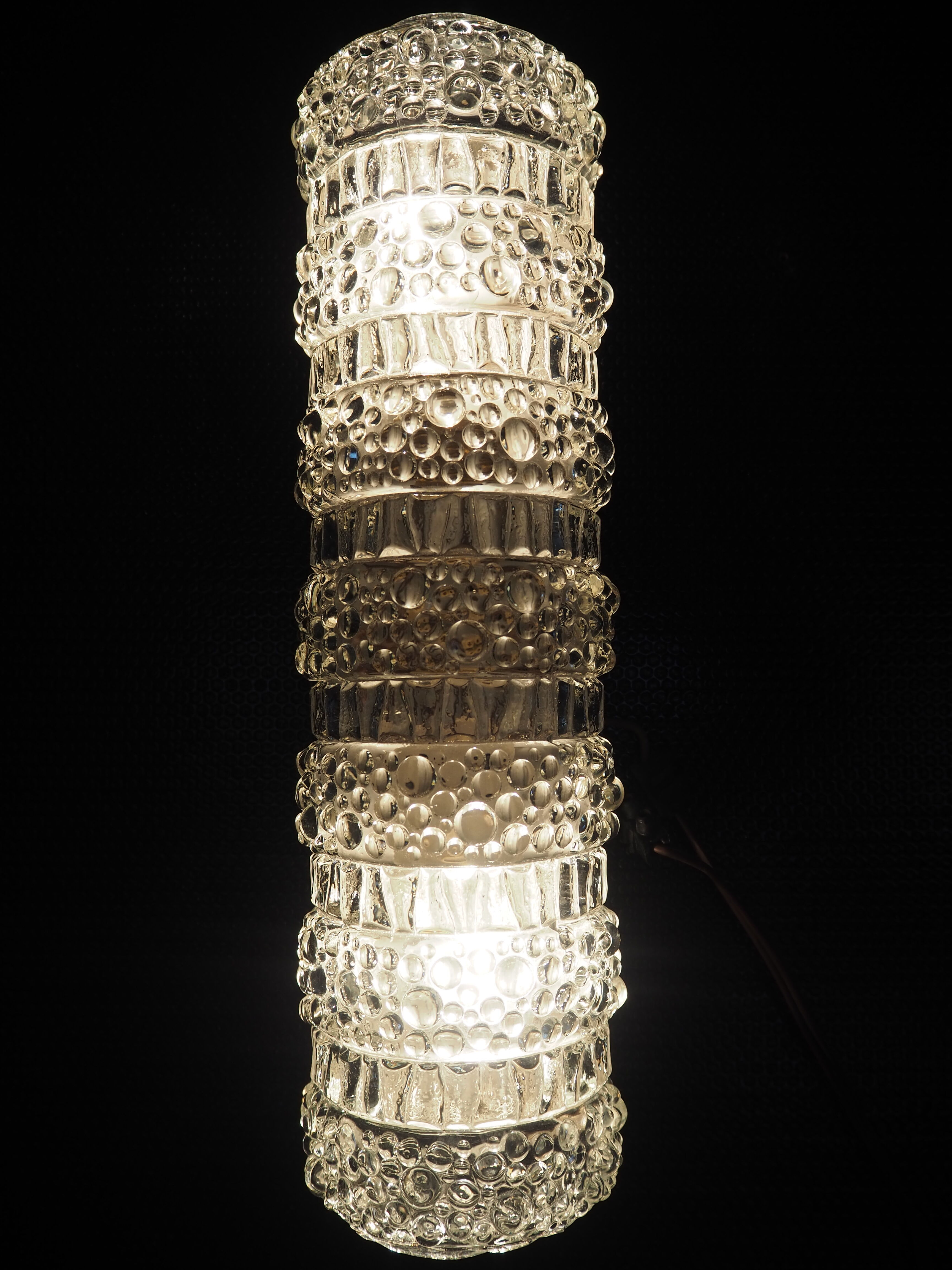 Transparent worked glass sconce from the 1950s