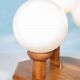 Bohemian glass ball table lamp from the 70s, wood & glass