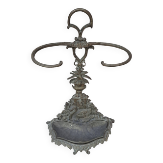 Bronze and brass umbrella stand decorated with a swan