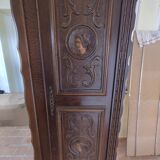 Antique wardrobe in Henri II style – carved oak – 4 doors with mirror