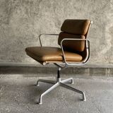 EA 208 camel leather armchair by Charles Eames for Herman miller