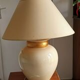 large beige and gold Raku ceramic living room lamp by Robert Kostka