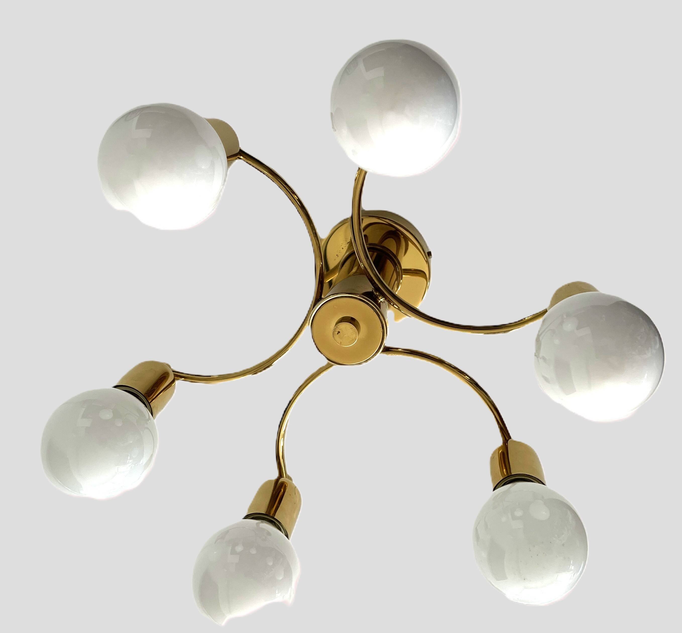 Brass ceiling light in Mid-Century Modern style, Germany, 1970s.