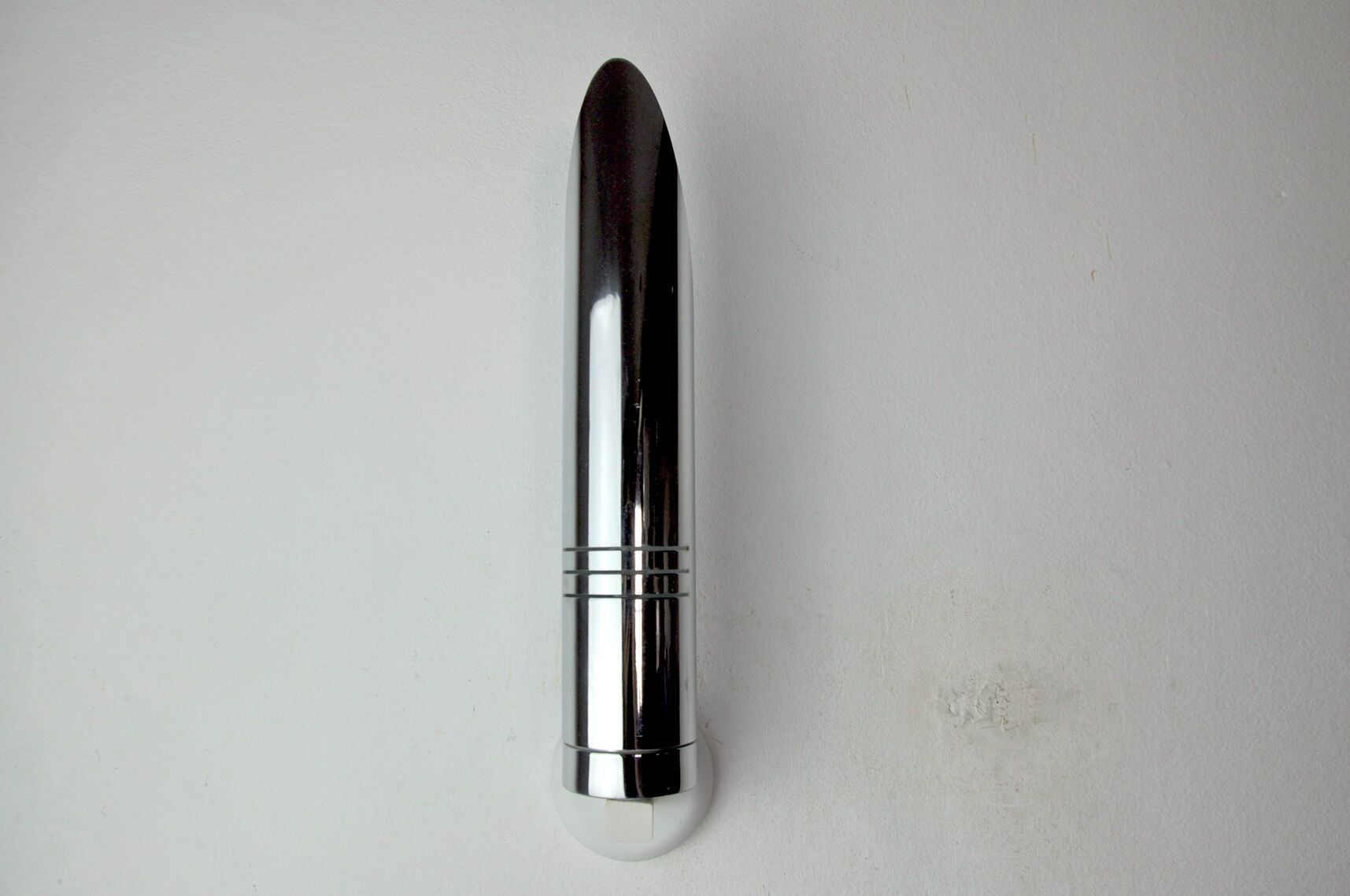 Space age tubular wall lamp, chromed metal, italy, 1970