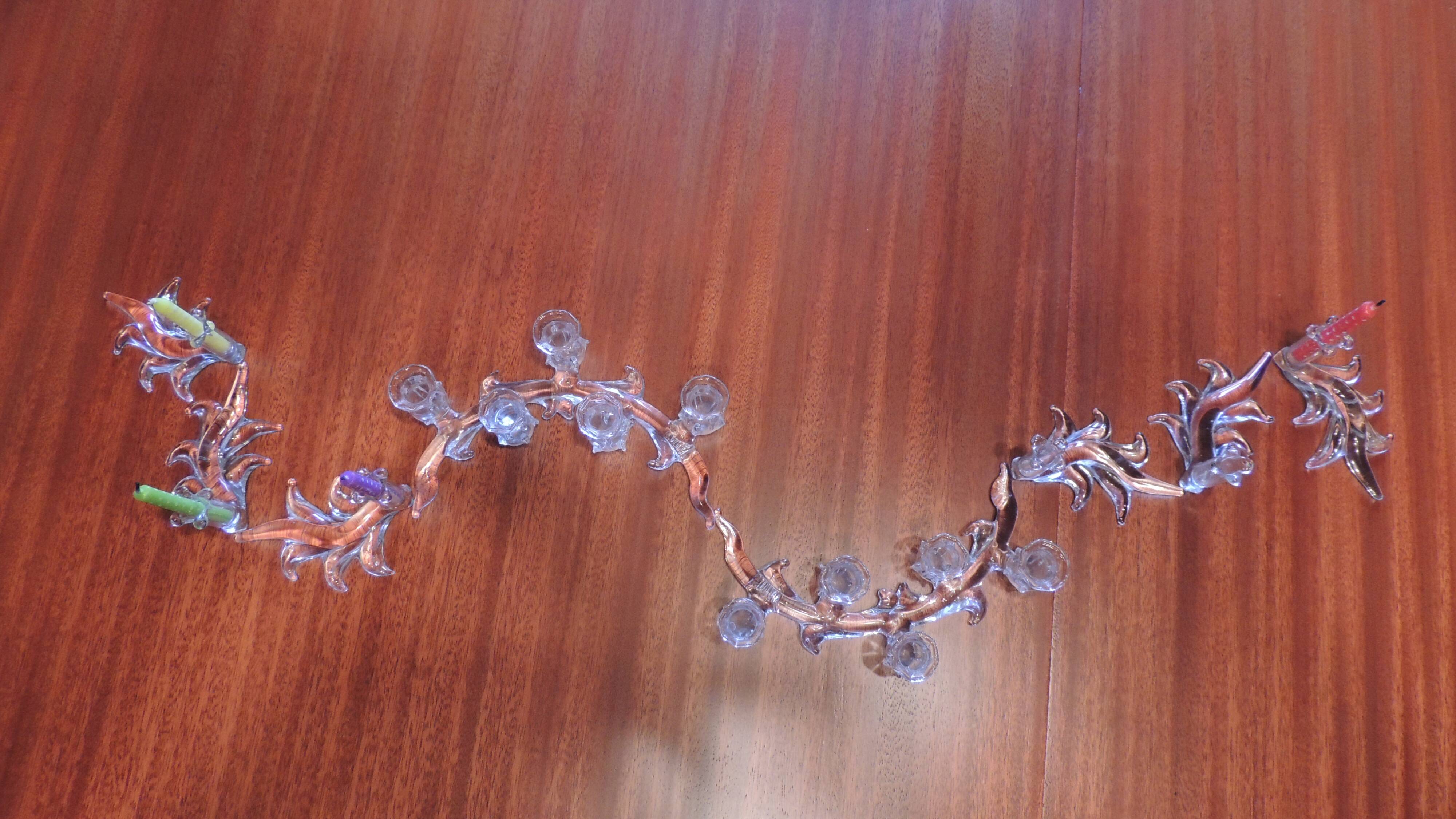 Glass table runner by A. Vialas – Vintage crystal centerpiece