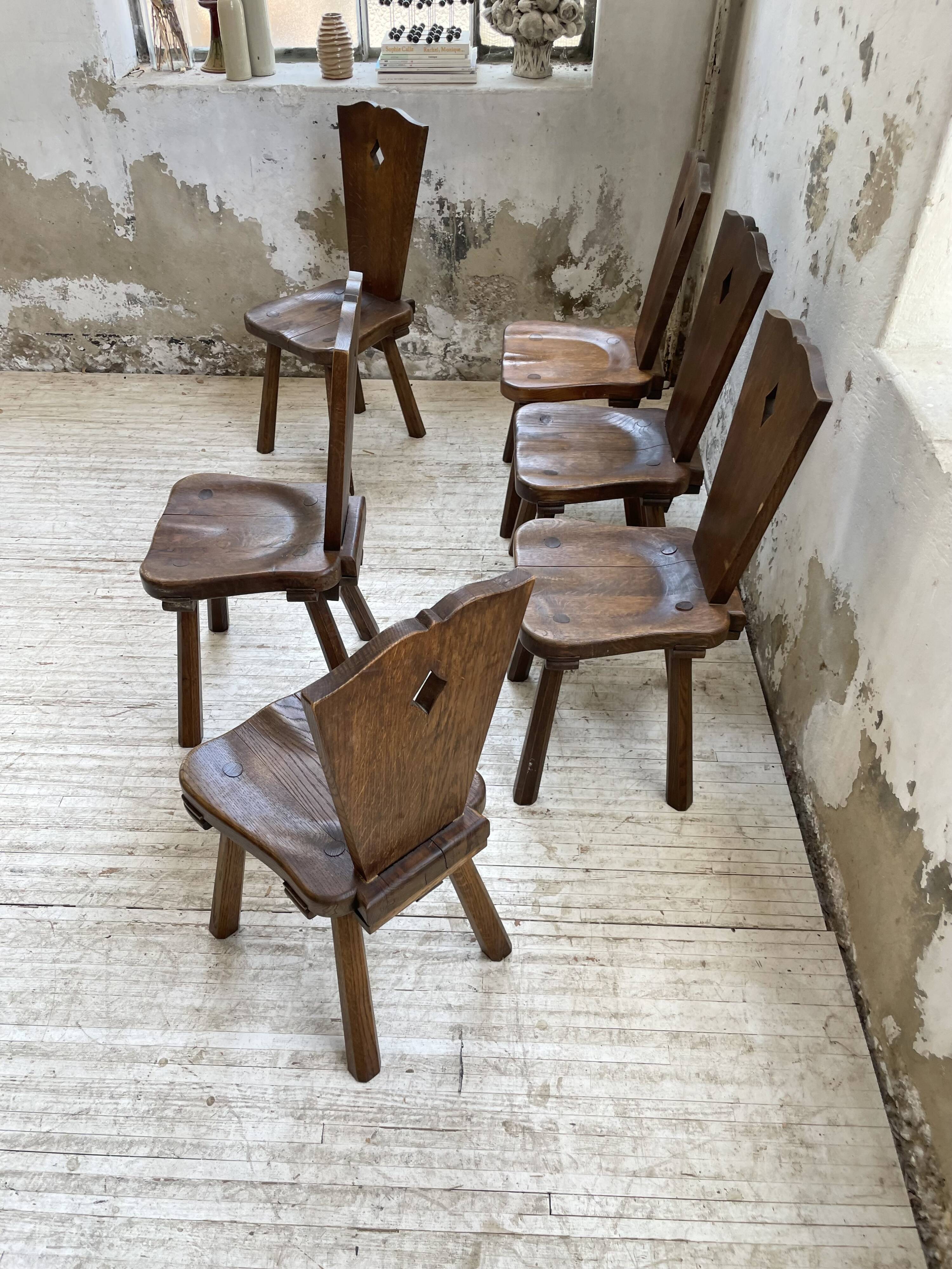Chaises chêne massif chapo savoyarde art populaire