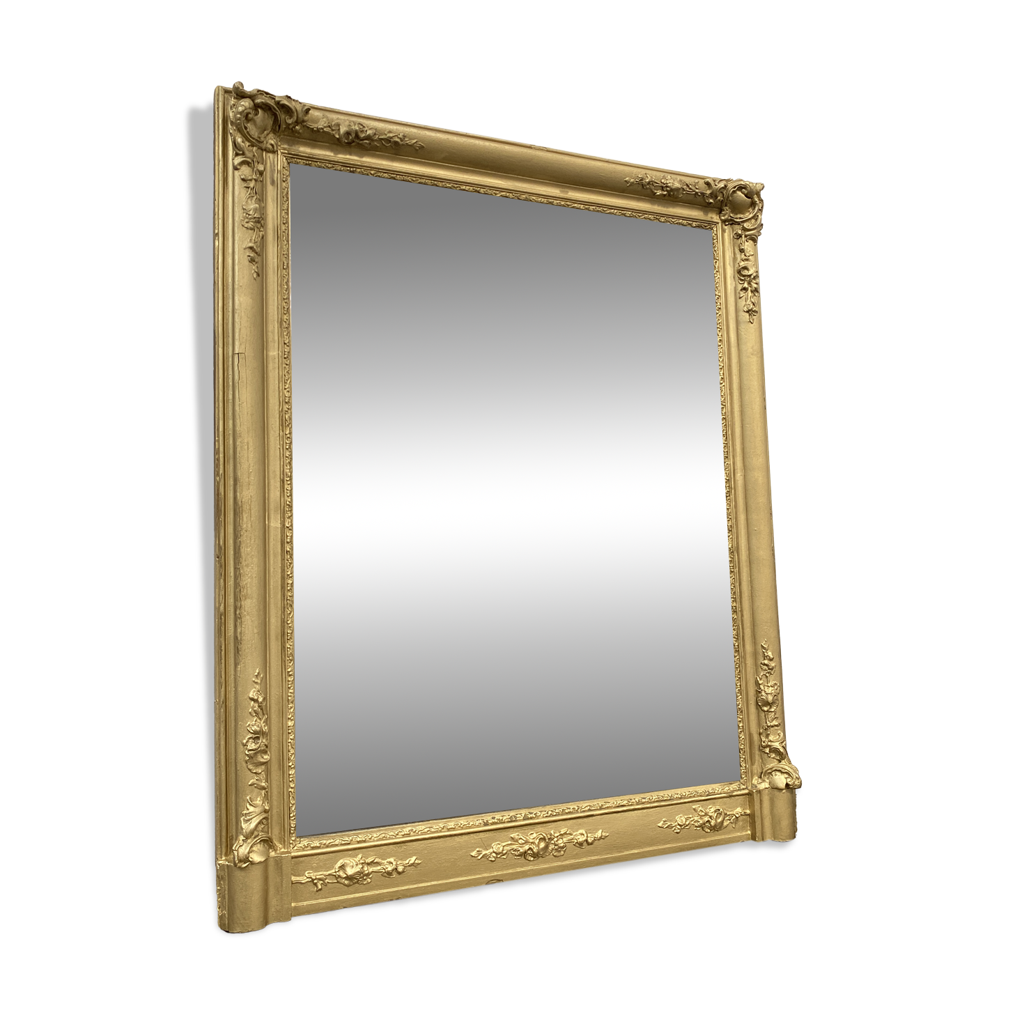 Wooden Stucco and Gilded Mirror, Height 115cm, 19th Century, France
