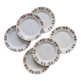 6 assiettes à dessert vintage – Faïence d’Onnaing