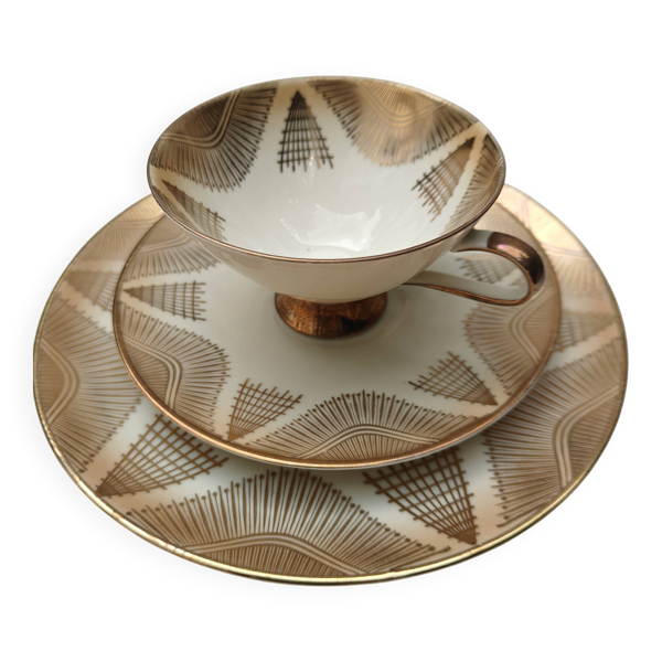 Trio à thé/café vintage en porcelaine de Bavière Winterling Marktleuthen —