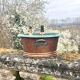 Antique Copper Jardinier, French Vasque, Art Nouveau Mask Handles