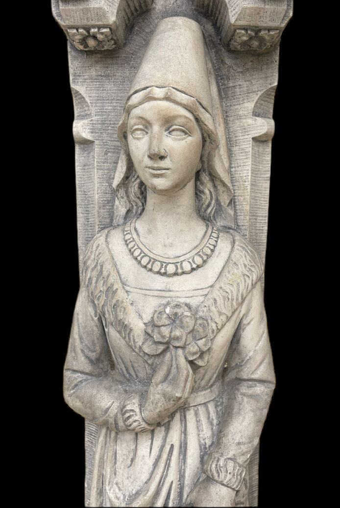 Neo-Gothic stone fireplace