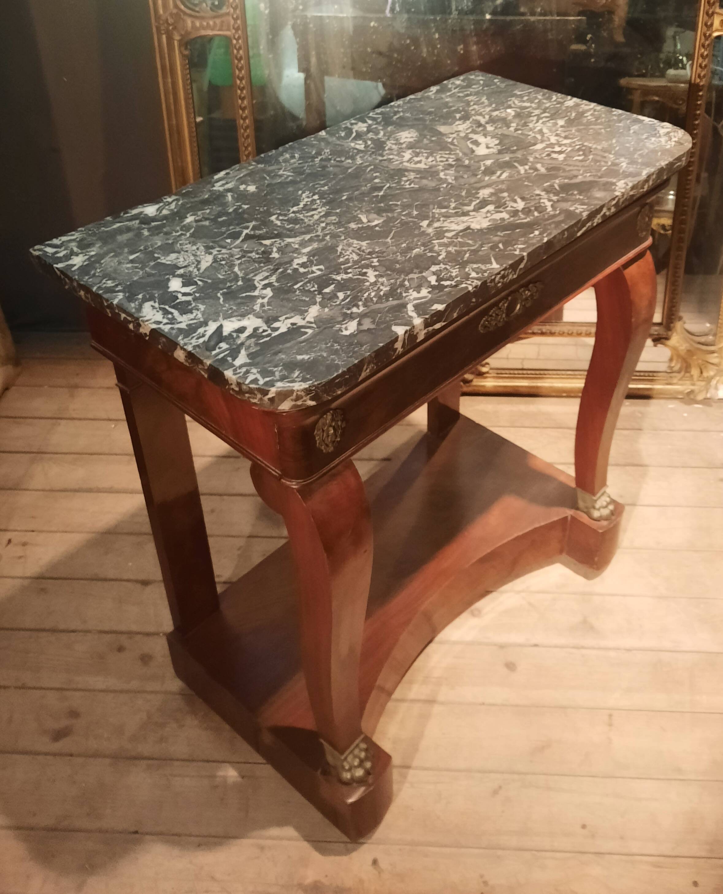 Restoration period console in mahogany