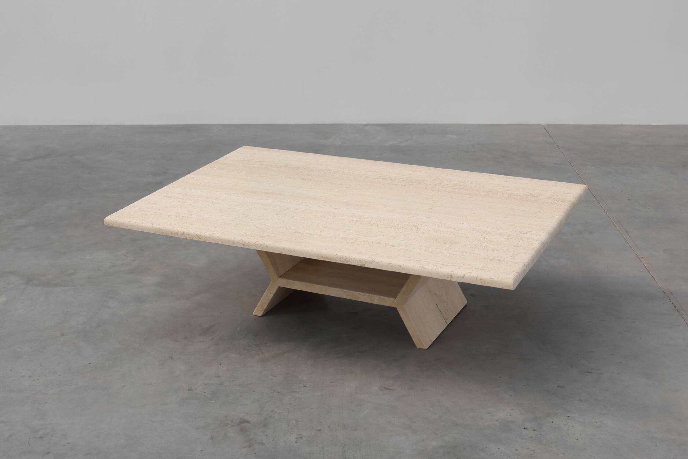 Sculptural geometric rectangular travertine coffee, Italy 1960s