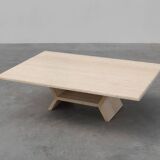 Sculptural geometric rectangular travertine coffee, Italy 1960s