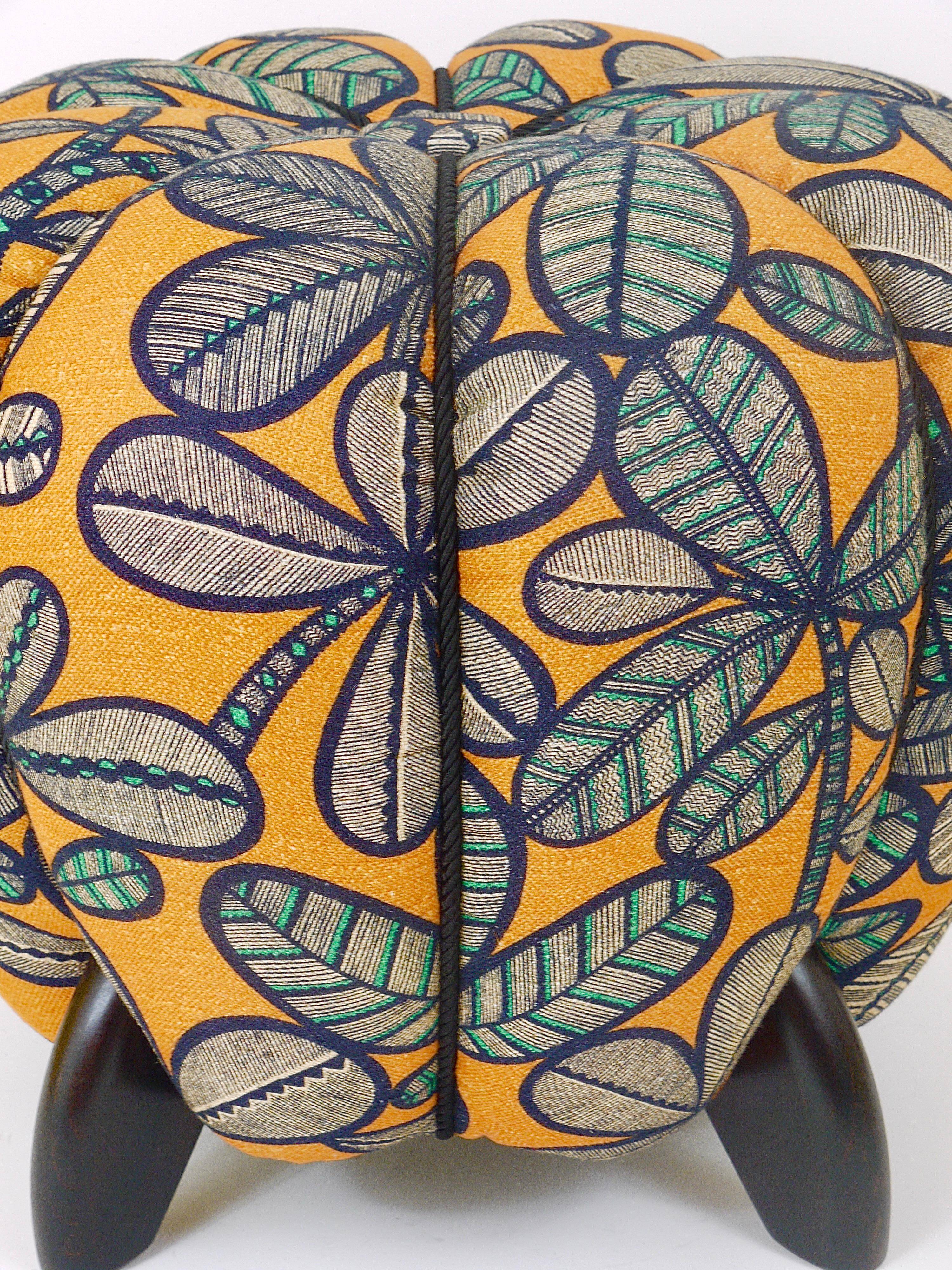 up to 3 Art Deco stools by Jindrich Halabala, leaf pattern, pouf, ottoman, 1930s