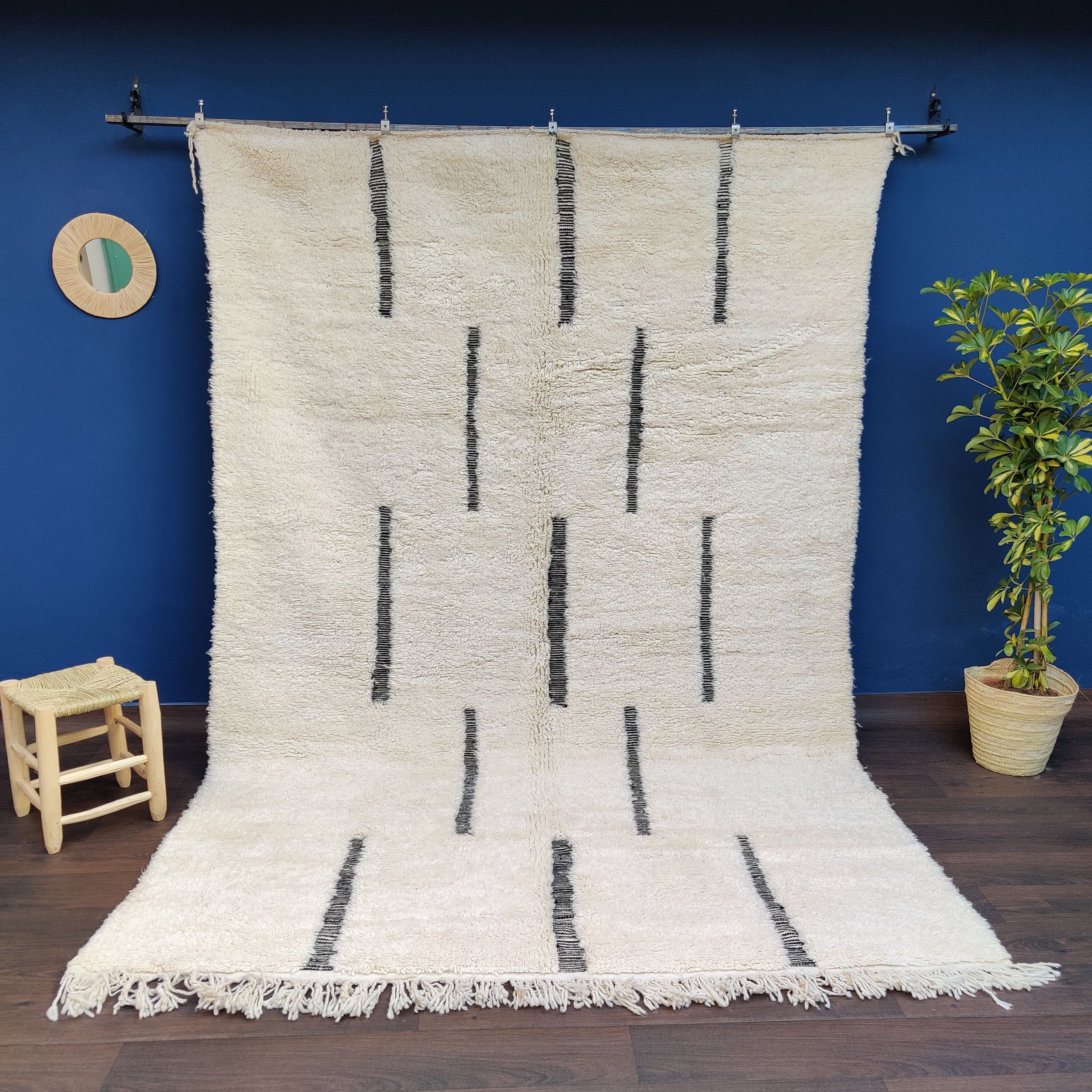 Tapis berbère beni ouarain graphique 200 x 300 cm