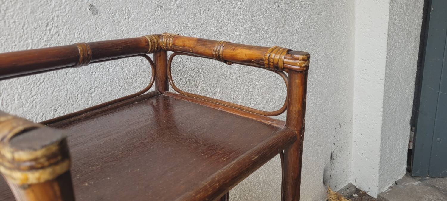 70's rattan shelf