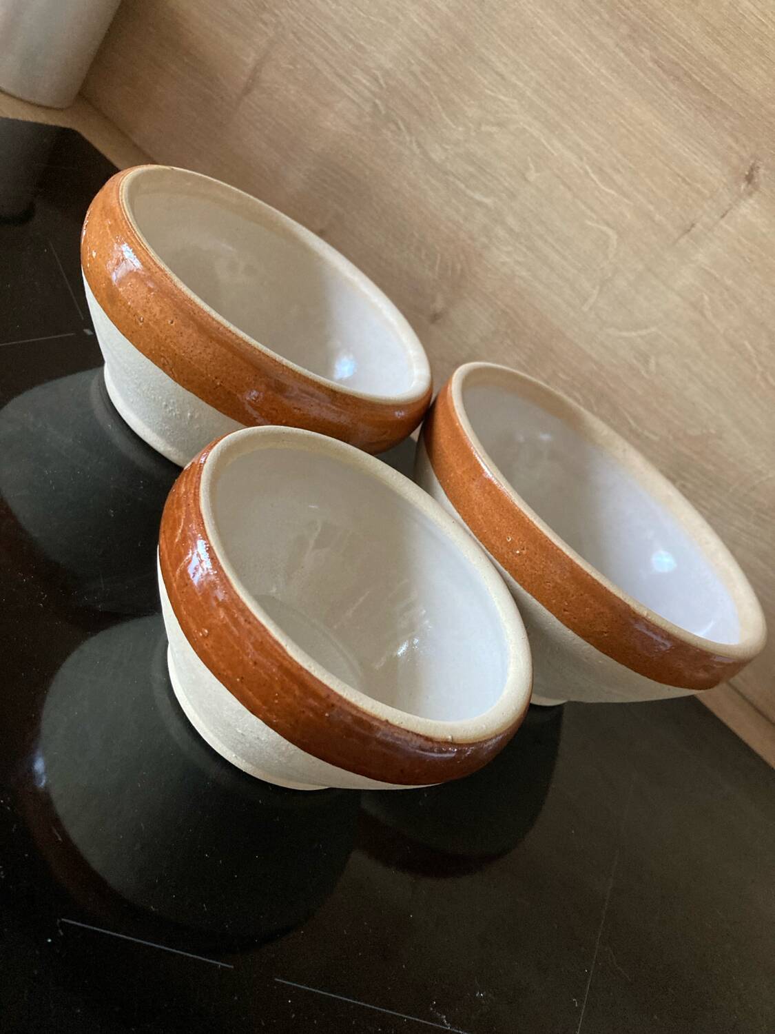 Set of 3 vintage stoneware bowls