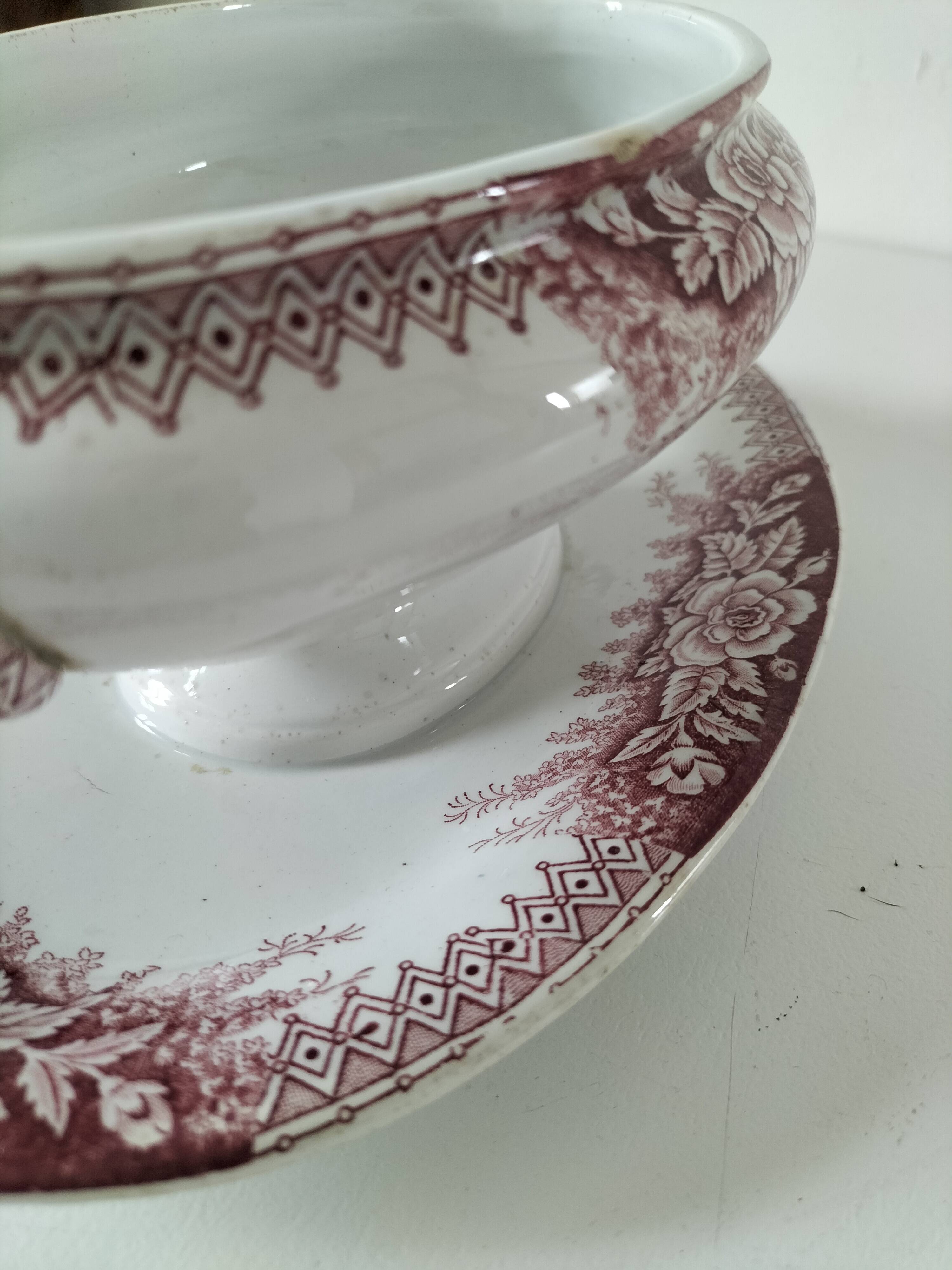 Rare old vegetable dish – Saint-Amand Hamage – English red ironstone