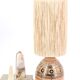 Ceramic lamp by Georges Pelletier, raffia lampshade