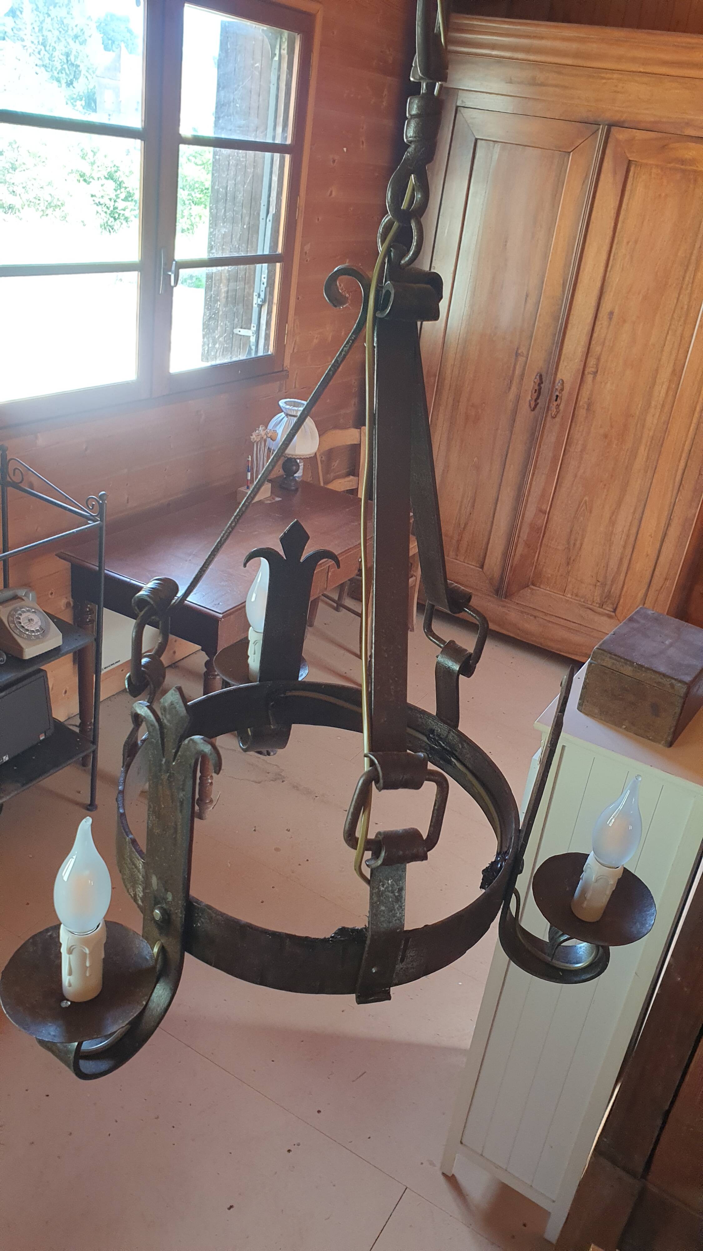 chandelier - wrought iron ceiling light - medieval style