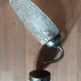 Tulip patinated gold metal base wall lamp in molded glass
