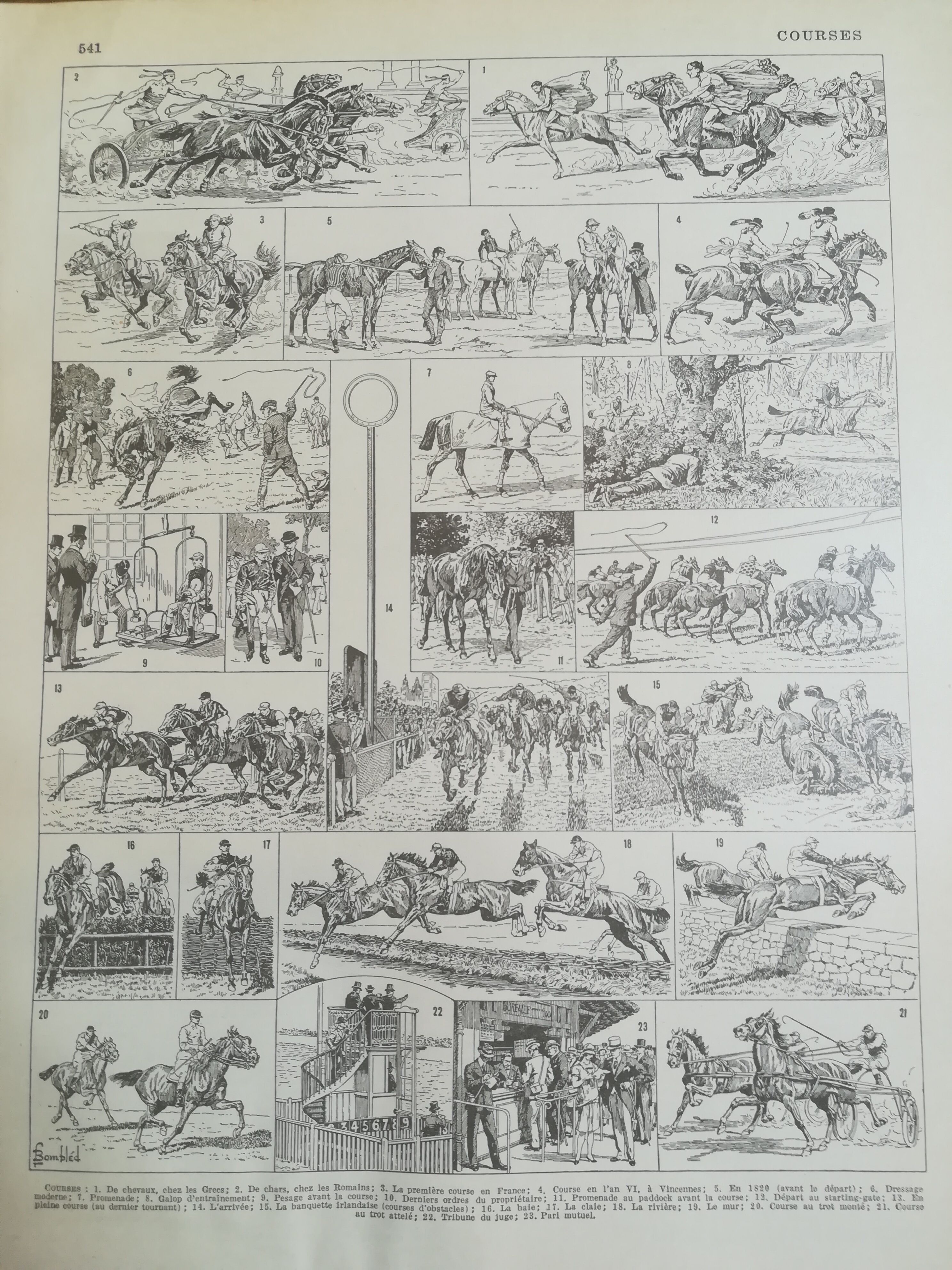 Lithograph on horse racing from 1928