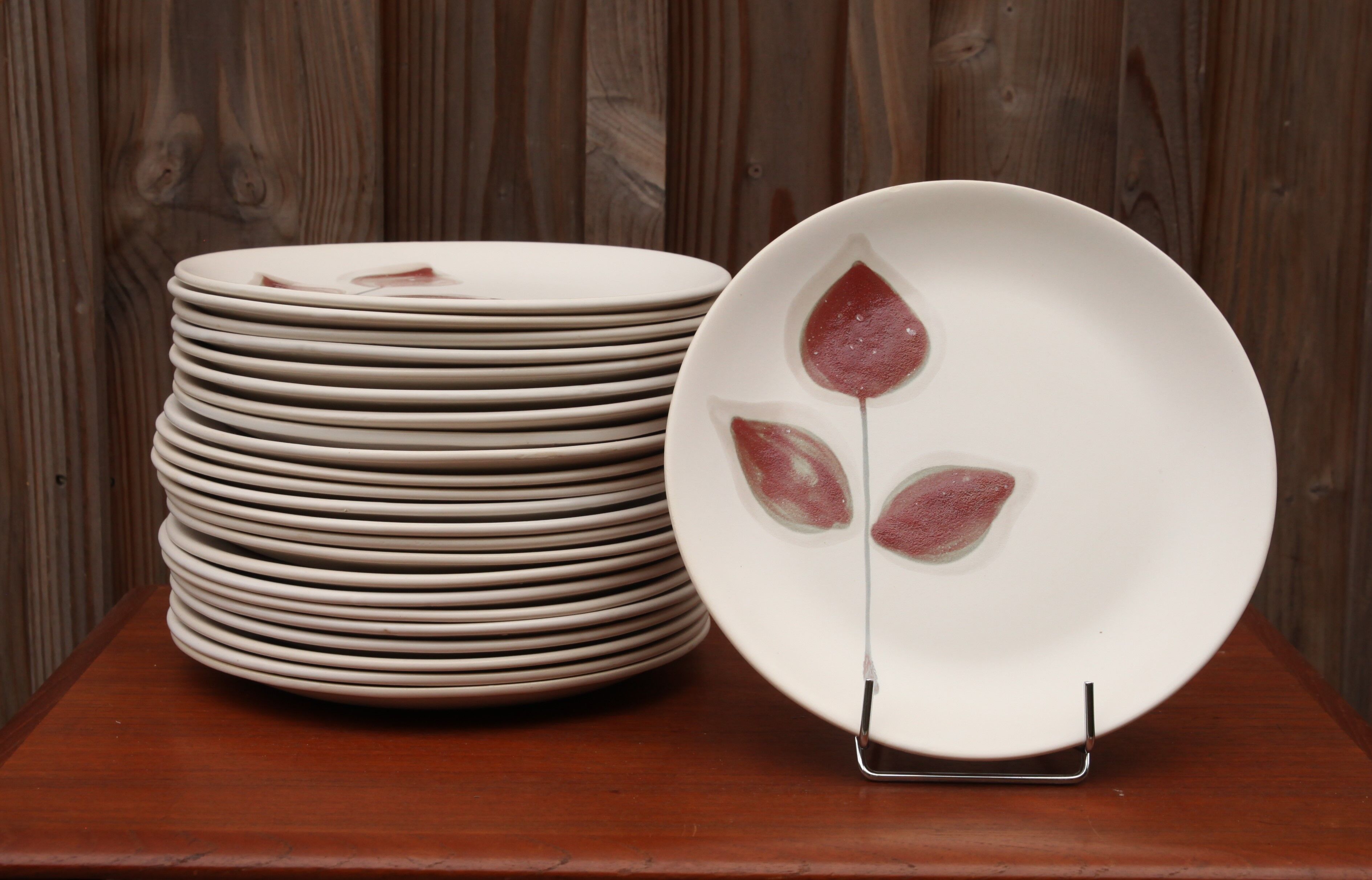 Set of flat plates Niderviller décor Beech